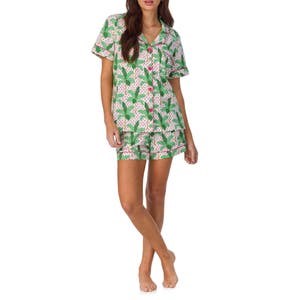 BedHead Pajamas Короткие стильные пижамы из органического хлопка с принтом и классическим кантом, идеально подходящие для комфортного отдыха 10042978