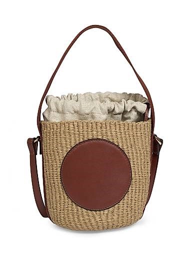 Chloe Маленькая плетеная сумка-тоут из рафии с кожаной отделкой и хлопково-льняной подкладкой 11027318