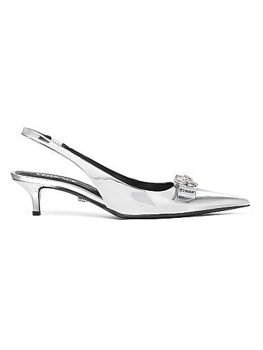 Кожаные слингбеки Versace с металлическим острым носком и кожаной подкладкой 11030966