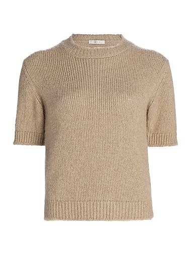 Кашемировый вязаный топ с короткими рукавами от The Row, цвет Гибискус, 100% кашемир, изготовлен в Италии 11009801