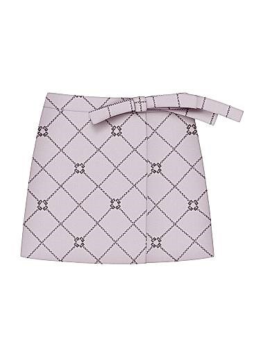 Givenchy Мини-юбка в клетку из шерсти с монограммой 72 и бантом на поясе, произведено в Италии 11026894