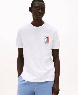 Мужская футболка из облегчённого хлопка Tommy Hilfiger с логотипом пальмы, короткими рукавами и комфортным кроем 11022093