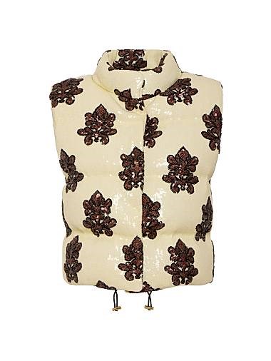 Пуховик без рукавов Bonbon от La Double J с завязками, утиными перьями и блестками, сделанный в Италии 11030645