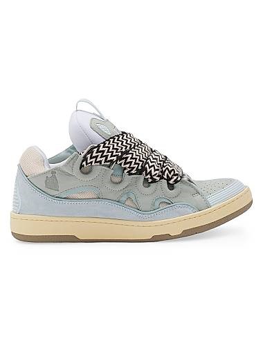 Кожаные кроссовки Lanvin Curb с круглой формой и объемным дизайном из замши и сетки 11011263