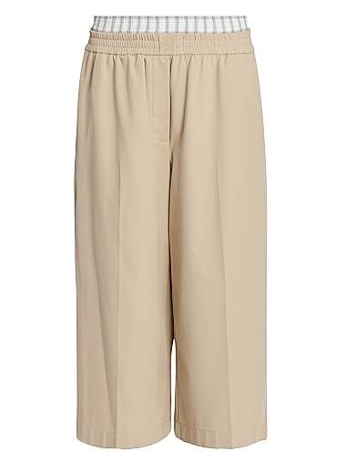 Хлопковые укороченные брюки Loewe с эластичным поясом и карманами, произведенные в Италии 11023816