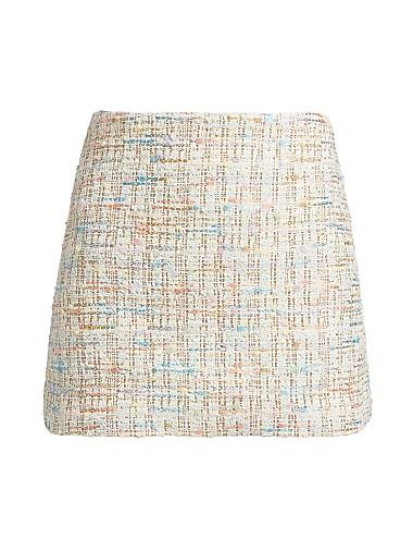 Твидовая мини-юбка трапецией Riley от Alice + Olivia с чистой линией талии и задней застежкой на молнии 10042943