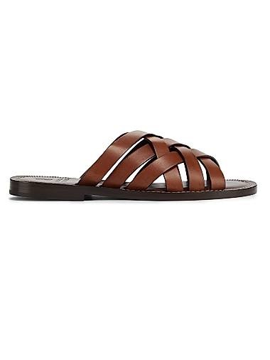 Кожаные сандалии Brunello Cucinelli с перекрещенным дизайном и открытым носком 11024159