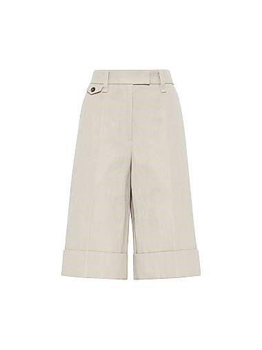 Бермуды Brunello Cucinelli из хлопка и льна с застежкой на молнии и металлическими крючками, Италия 11028478