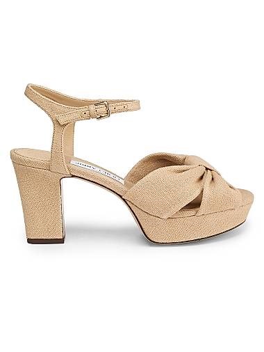 Сандалии Heloise 80MM из льна с открытым носком и застёжкой на пряжке от Jimmy Choo 11022687