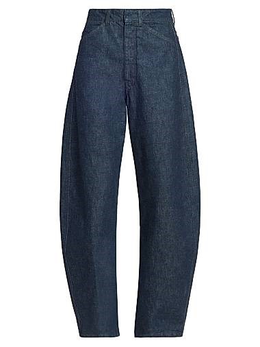 Джинсы Lemaire с высокой посадкой и зауженными штанинами, 100% хлопок, пять карманов 11027205