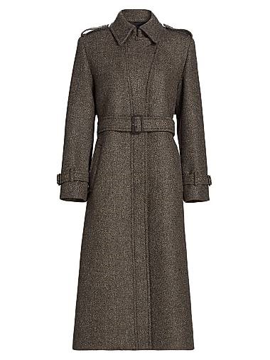 Твидовое пальто с поясом Nili Lotan Isabelle, 70% овечья шерсть, подкладка из пуговиц 11018765