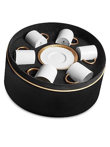 L',Objet Seven-Piece Corde Porcelain Espresso and Saucer Set 11017948