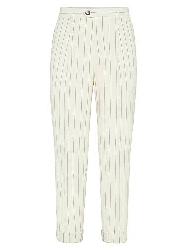 Штаны из чистой шерсти с мелким узором от Brunello Cucinelli, расслабленный крой, Италия 11029865