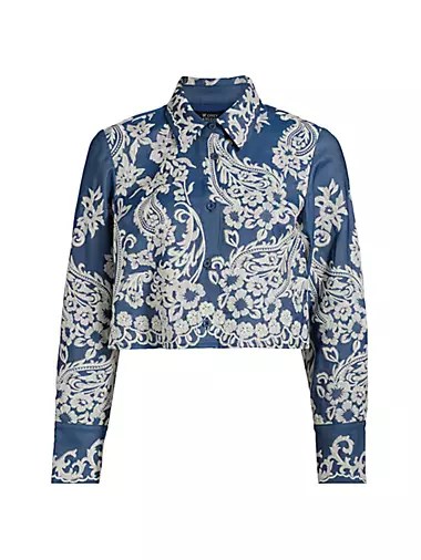 Укороченный лонгслив из шамбре от If Only Studio с вышивкой в стиле пейсли 10041971