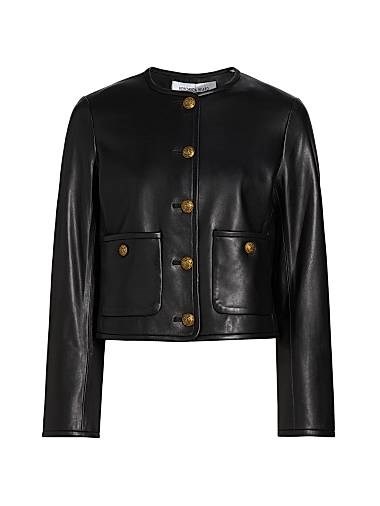 Кожаная укороченная куртка Andrea на пуговицах от Veronica Beard 11020553