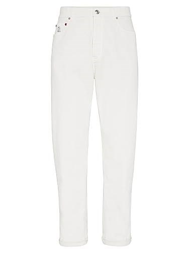 Джинсы Brunello Cucinelli из лёгкого хлопкового денима с высокой посадкой и пятью карманами 11013921