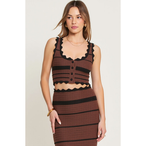 Modenaire Комплект с коротким топом и макси-юбкой с волнистым краем, акрил, необычный дизайн и яркий узор 10041493