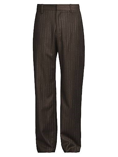 Штаны с мелкой полоской из смеси шерсти и кашемира от The Elder Statesman, расслабленный фасон, произведено в США 11024178