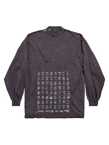 Лонгслив Balenciaga с принтом ',How are you feeling today',, из винтажного джерси, большого размера, 100% хлопок 11024268