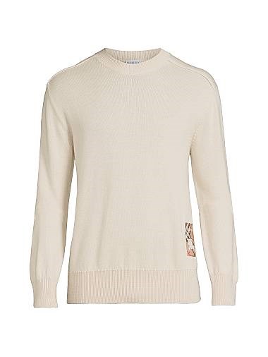 Свитер Burberry с круглым вырезом из экологичной шерсти с клетчатым логотипом и длинными рукавами 11025360