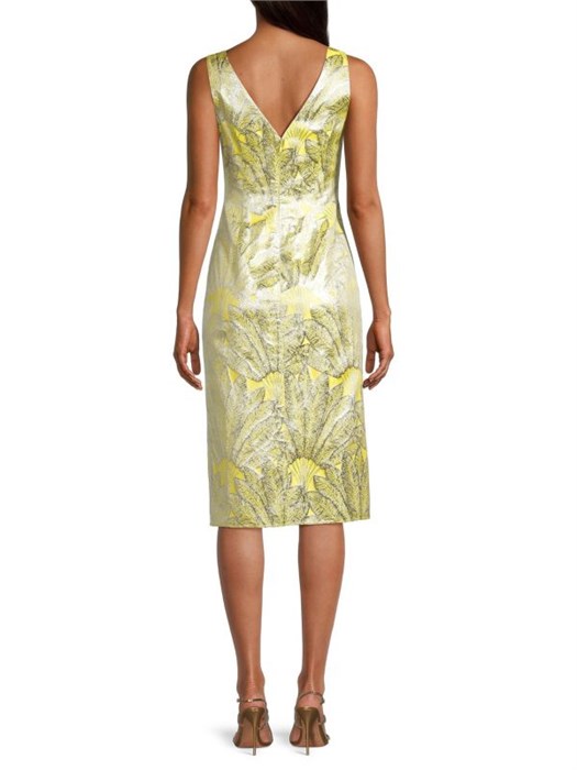 Aidan Mattox Металлизированное драпированное миди-платье без рукавов с V-образным вырезом от Аidan Mattox 11026759