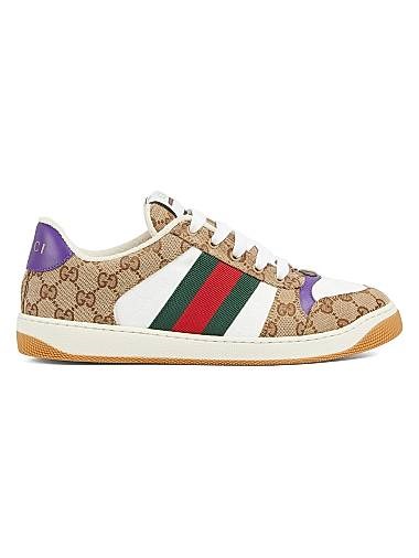 Кроссовки Gucci Screener GG Canvas с текстильным верхом и кожаными вставками для стильного образа 11024402