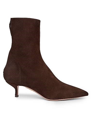 Aquazzura Замшевые ботильоны Montmartre 50MM с острым носком и задней застежкой-молнией 11014643