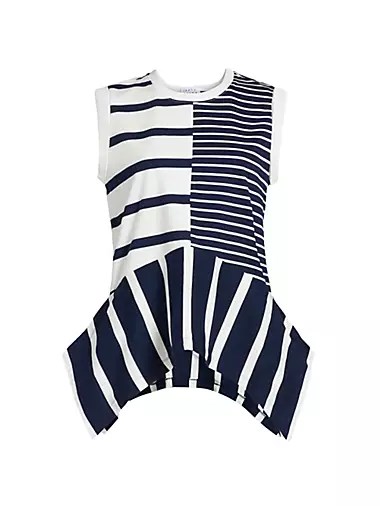 Мягкий хлопковый джерси топ без рукавов с вертикальными полосками от Tanya Taylor Chantel 10042753