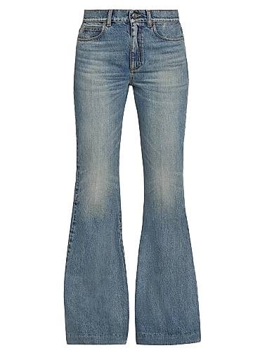 Джинсы из стертого денима с завышенной талией и расклешённым кроем McQueen, 100% хлопок, пять карманов 11024240