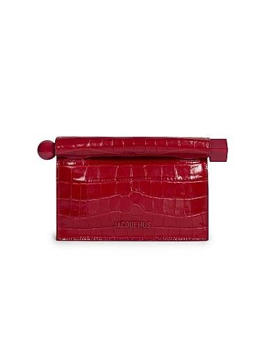 Jacquemus Клатч La Petite Pochette из тисненой кожи с съёмным цепочным ремешком и двойной магнитной застёжкой 11026709
