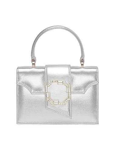 Malone Souliers Мини-сумка из металлической кожи с верхней ручкой и кристаллическим орнаментом, 12 см в высоту, 17 см в ширину, 8 см в глубину 11013696