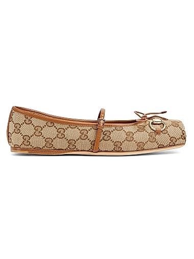 Балетки Gucci GG Canvas с классическим логотипом Horsebit и мягкой стелькой, изготовленные в Италии 11024493