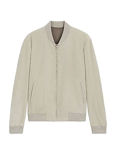 Универсальный бомбер из замши Beckham x Boss с карманами и воротником-стойкой 11014177