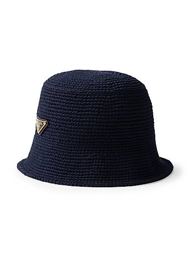 Prada Плетеная корзинка из рафии с эмалированным логотипом в виде треугольника, 100% хлопок 11013342