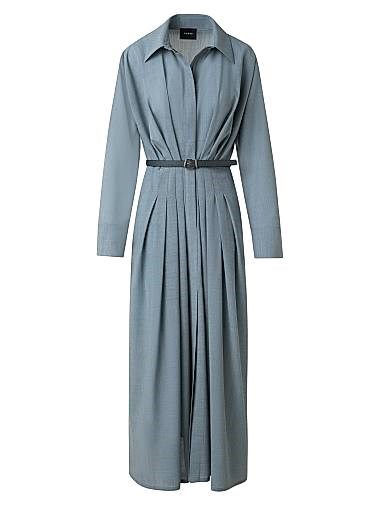 Яркий шерстяной миди лонгслив Akris с расклешенным воротником, поясом и передней молнией 11012965