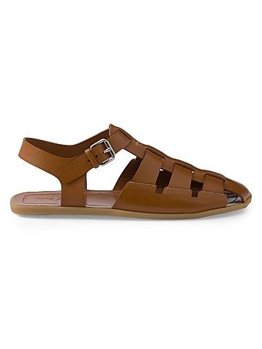 Кожаные рыболовные сандалии Prada с металлической пряжкой и стелькой из кожи 11016288