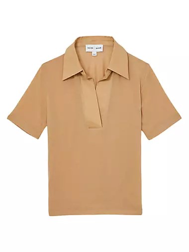 Обтягивающая футболка-поло Wren Reiss с воротником Джонни, 80% лиоцелл, 10% кашемир, 10% эластан 10042287