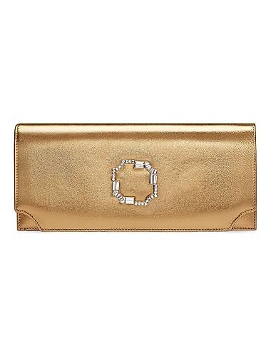 Malone Souliers Клатч из металлической кожи Vivien с кристальным декором и 47-сантиметровой цепочкой 11013797