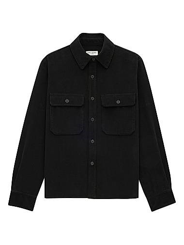 Оверсайз куртка Saint Laurent из кордюра с острым воротником и накладными карманами на кнопках, Италия 11018217