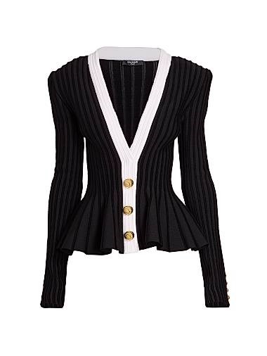 Жакет Balmain с рифленым дизайном и расклешенным подолом, длинные рукава, Италия 11009800