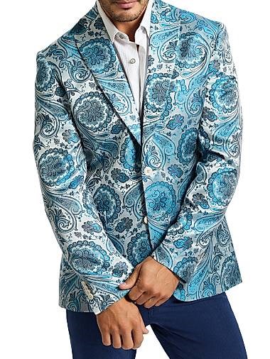 Robert Graham Шелковый жаккардовый костюмный пиджак Aqua Bloom с узором пейсли, классический крой, 51% шелк 11028226