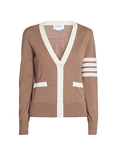 Шерстяной кардиган с расслабленным кроем и V-образным вырезом от Thom Browne, 100% шерсть, произведен в Италии 11012221