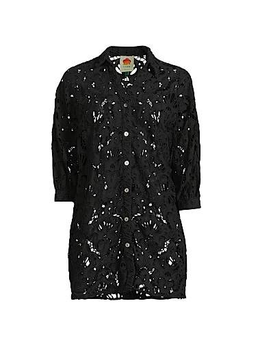 Футболка с длинным рукавом Guipure Seashell от Farm Rio, 100% хлопок, с широкой юбкой и длинными рукавами 11027367