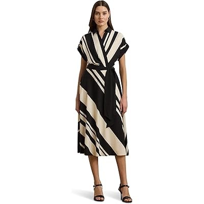 Платье из крепа с поясом и полосками LAUREN Ralph Lauren, 100% переработанный полиэстер 11030837