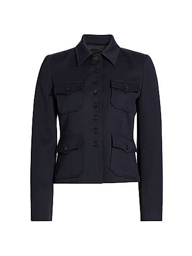 Шерстяная куртка-жакет Jamison от Nili Lotan с длинными рукавами, расклешенным воротником и карманами 11025433