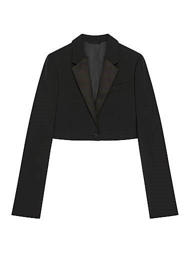 Укороченный смокинг-жакет Givenchy из шерсти и мохера с сатиновыми лацканами и подкладкой с узором 4G 11008510