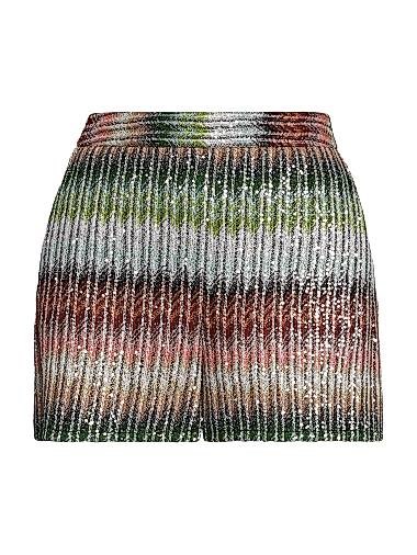 Женские вязаные шорты Missoni с пайетками и фирменным зигзагообразным узором, Италия 11020658