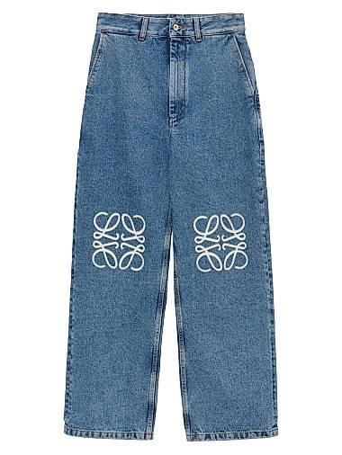 Брюки-багги Anagram Loewe с вышивкой логотипов, средней посадкой и широкими штанинами, изготовлены в Италии 11023749