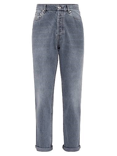 Джинсы Brunello Cucinelli из серого денима с классической посадкой и пятью карманами, Италия 11028468