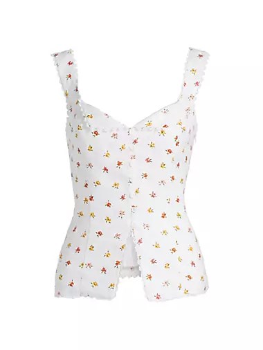 Льняной топ Viola с цветочным принтом и корсетным дизайном, Reformation 10042417